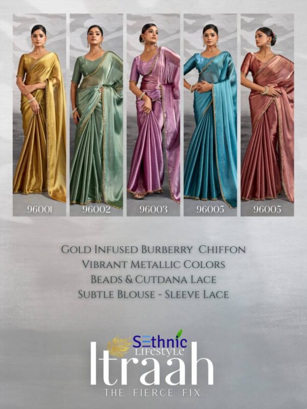 Sethnic Itraah Burberry Chiffon Saree Wholesale Catalog Collection Exporter - Image 7
