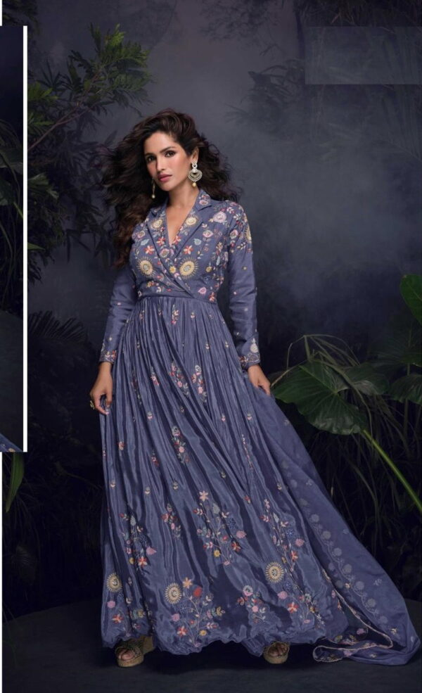 Mrunal Hit 5742 And 5743 Designer Chinon Gown With Dupatta Wholesale Catalog Collection Exporter - Image 3