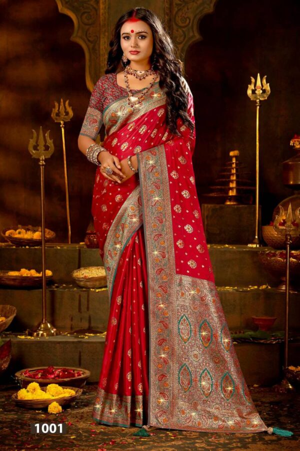 Saroj Anokhi Satin Saroski Vol 3 Festive Wear Silk Sarees Wholesale Catalog Collection Supplier - Image 3