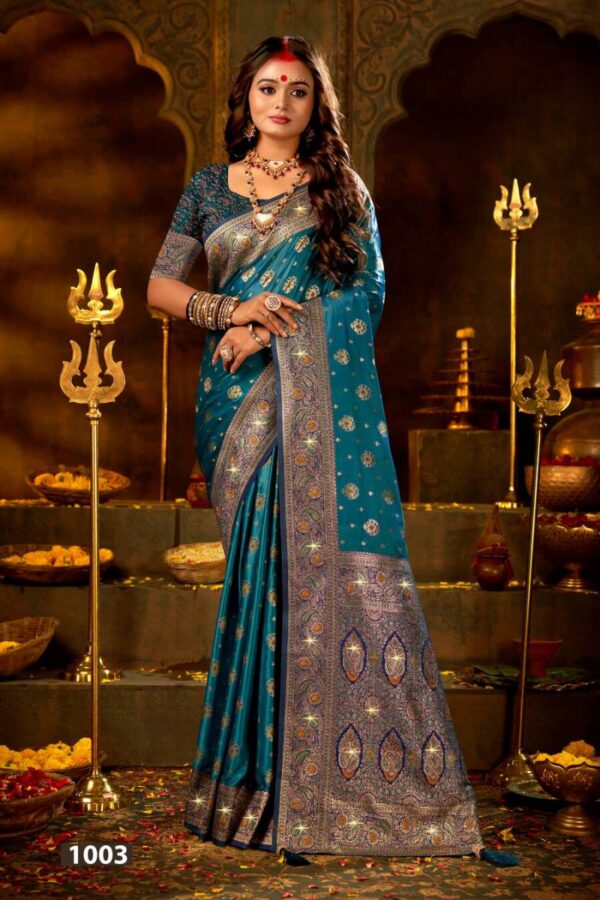 Saroj Anokhi Satin Saroski Vol 3 Festive Wear Silk Sarees Wholesale Catalog Collection Supplier - Image 4