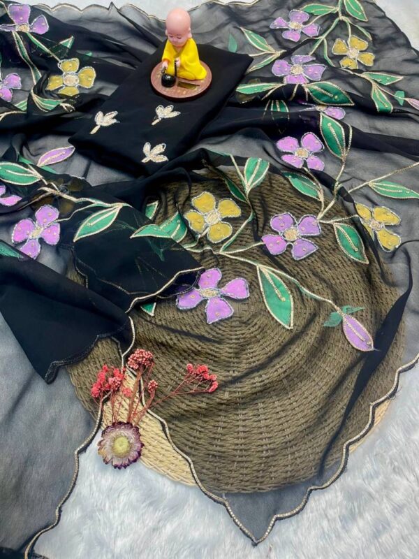 Vt 753 T Georgette Flower Printed Party Wear Sarees Wholesale Catalog Collection Exporter - Image 3