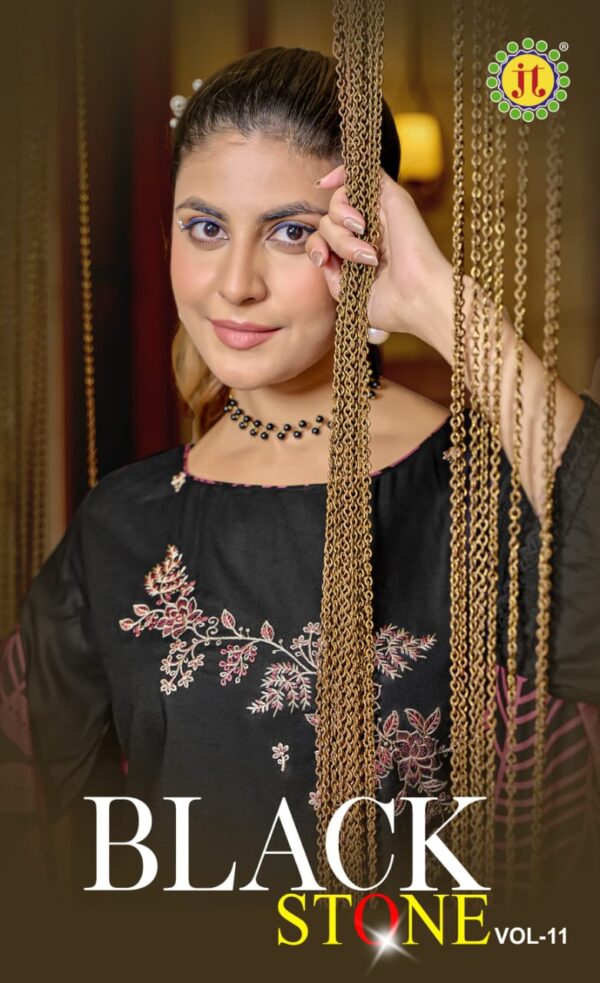 Jt Black Stone Vol 11 Rayon Embroidered Dress Material Wholesale Catalog Collection Exporter
