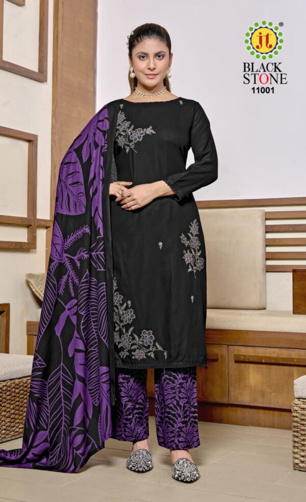Jt Black Stone Vol 11 Rayon Embroidered Dress Material Wholesale Catalog Collection Exporter - Image 2