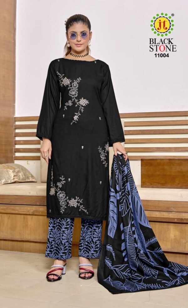 Jt Black Stone Vol 11 Rayon Embroidered Dress Material Wholesale Catalog Collection Exporter - Image 3