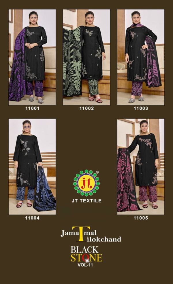 Jt Black Stone Vol 11 Rayon Embroidered Dress Material Wholesale Catalog Collection Exporter - Image 7