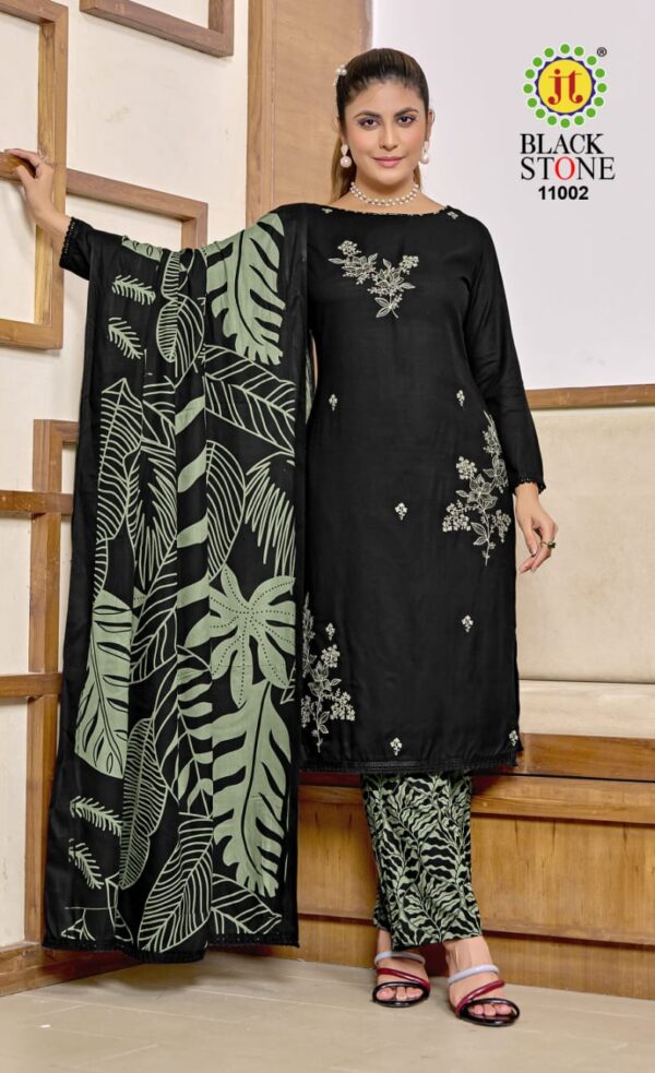Jt Black Stone Vol 11 Rayon Embroidered Dress Material Wholesale Catalog Collection Exporter - Image 5