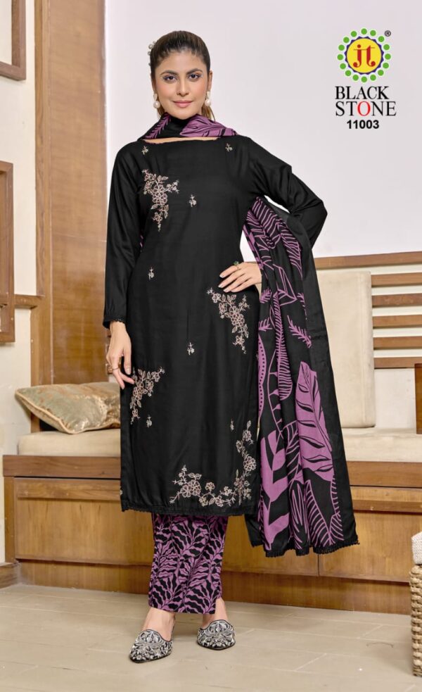 Jt Black Stone Vol 11 Rayon Embroidered Dress Material Wholesale Catalog Collection Exporter - Image 6
