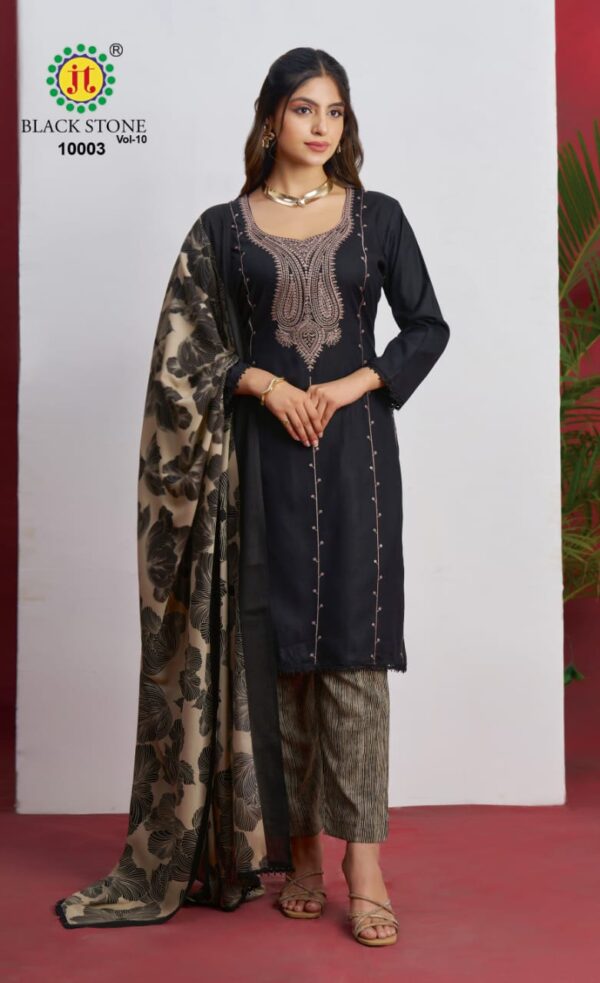 Jt Black Stone Vol 10 Rayon Embroidered Dress Material Wholesale Catalog Collection Exporter - Image 4