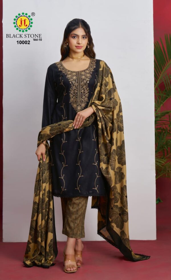 Jt Black Stone Vol 10 Rayon Embroidered Dress Material Wholesale Catalog Collection Exporter - Image 5