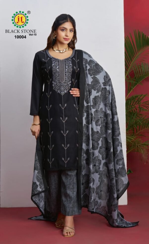 Jt Black Stone Vol 10 Rayon Embroidered Dress Material Wholesale Catalog Collection Exporter - Image 6