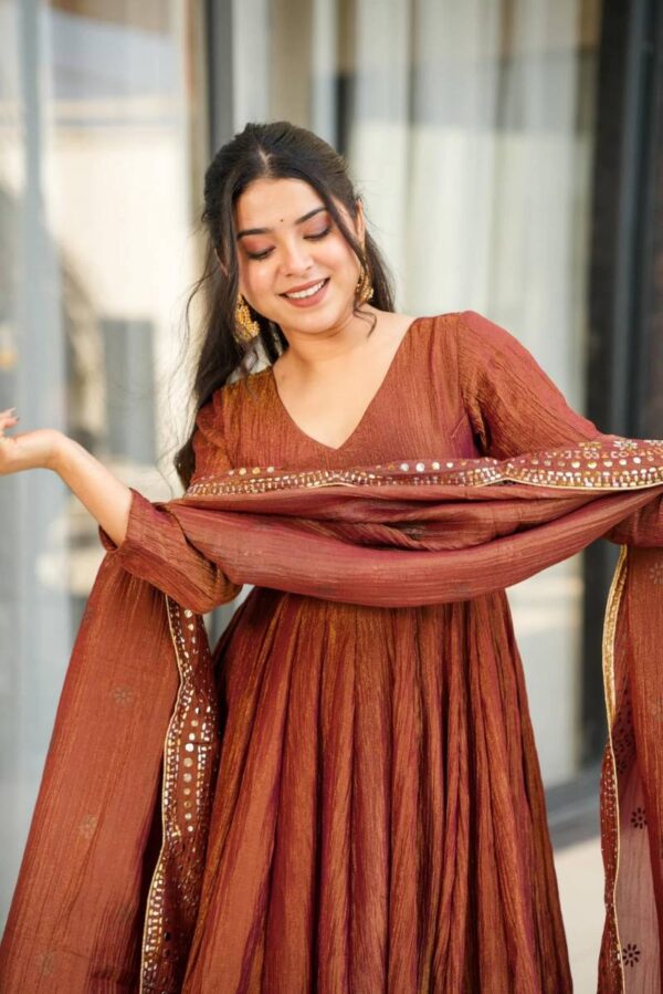 Bina 01 Chinon Long Kurti Bottom With Dupatta Wholesale Catalog Collection Exporter - Image 3