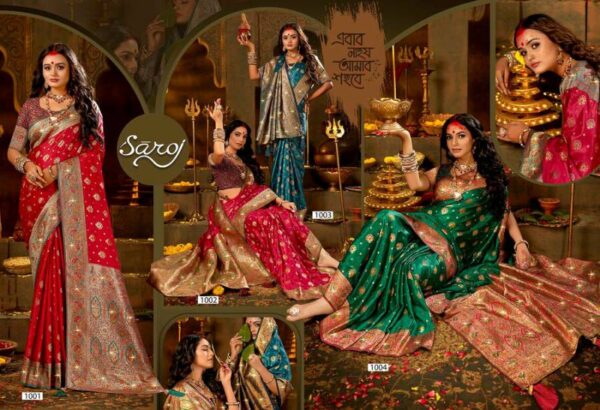 Saroj Anokhi Satin Saroski Vol 3 Festive Wear Silk Sarees Wholesale Catalog Collection Supplier - Image 6