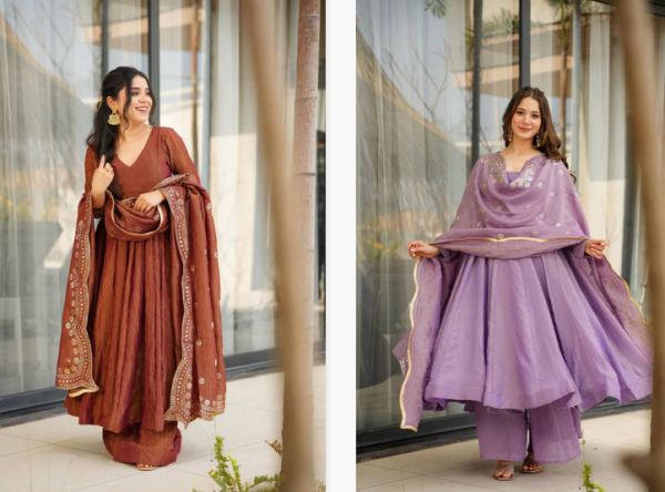 Bina 01 Chinon Long Kurti Bottom With Dupatta Wholesale Catalog Collection Exporter - Image 7