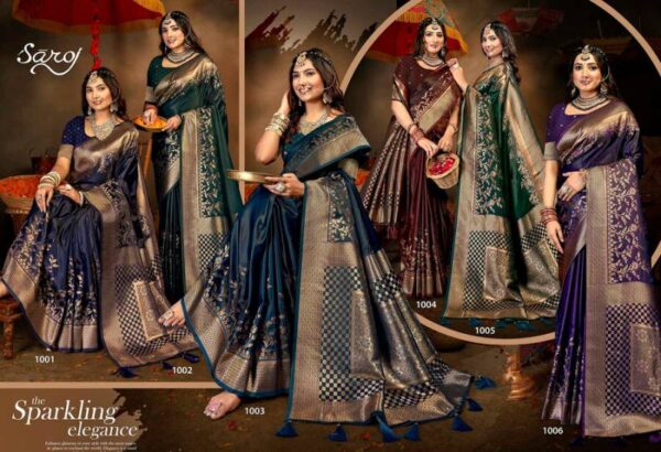 Saroj Jugal Satin Wedding Wear Satin Silk Sarees Wholesale Catalog Collection Exporter - Image 8
