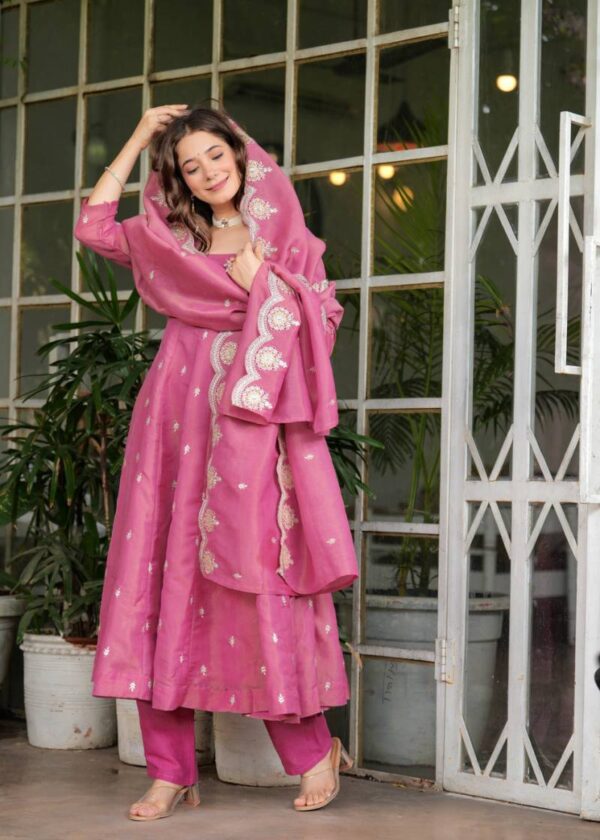 Dmitali 01 Pink Chanderi Silk Kurti Bottom With Dupatta Wholesale Catalog Collection Exporter - Image 2