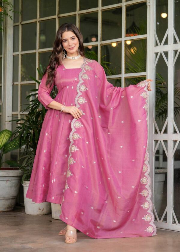 Dmitali 01 Pink Chanderi Silk Kurti Bottom With Dupatta Wholesale Catalog Collection Exporter
