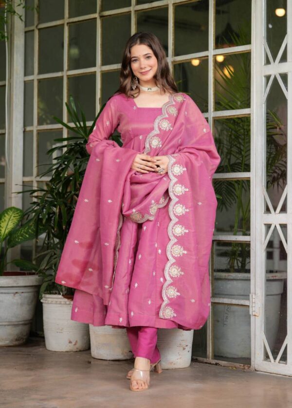 Dmitali 01 Pink Chanderi Silk Kurti Bottom With Dupatta Wholesale Catalog Collection Exporter - Image 5