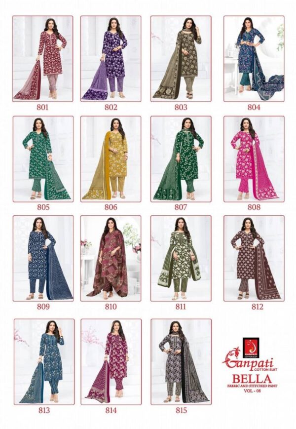 Ganapti Bella Pant Vol 8 Cotton Printed Dress Material Wholesale Catalog Collection Exporter - Image 16