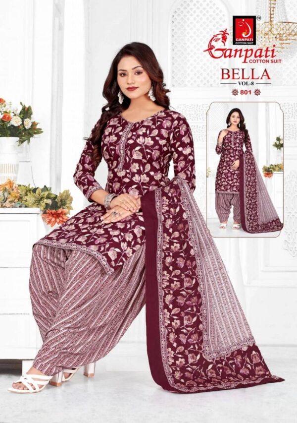 Ganpati Bella Patiyala Vol 8 Fancy Cotton Dress Material Wholesale Catalog Collection Exporter - Image 2