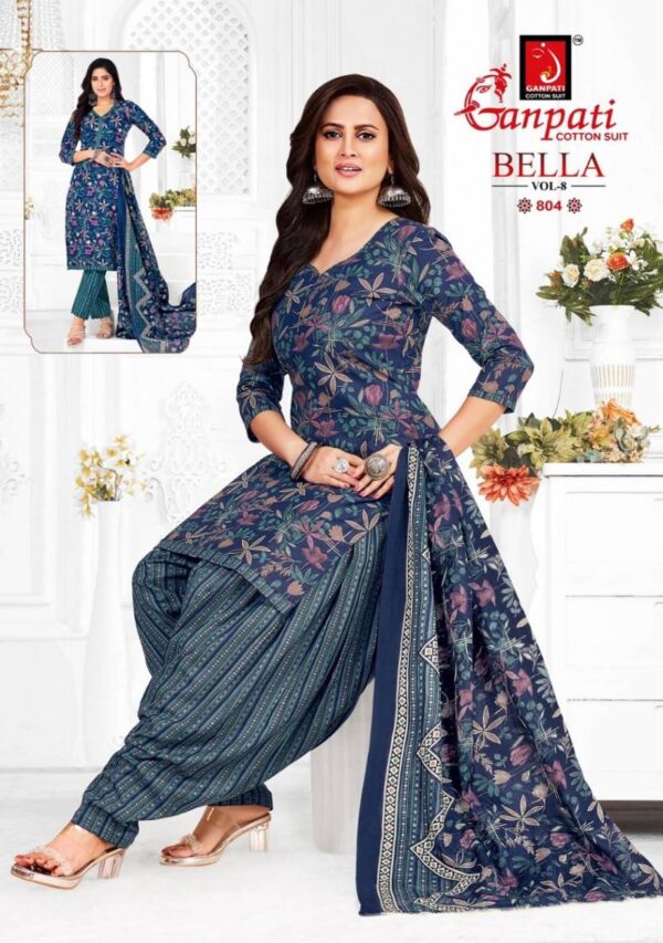 Ganpati Bella Patiyala Vol 8 Fancy Cotton Dress Material Wholesale Catalog Collection Exporter - Image 5