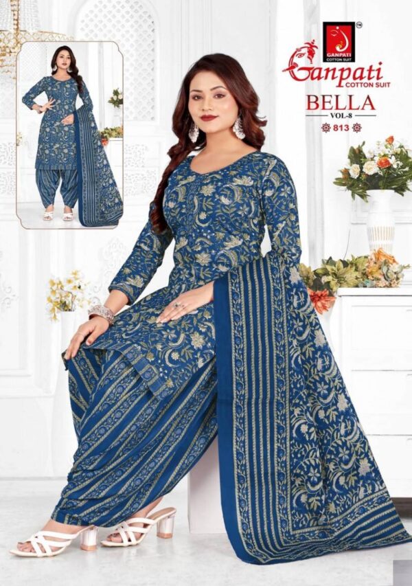 Ganpati Bella Patiyala Vol 8 Fancy Cotton Dress Material Wholesale Catalog Collection Exporter - Image 15