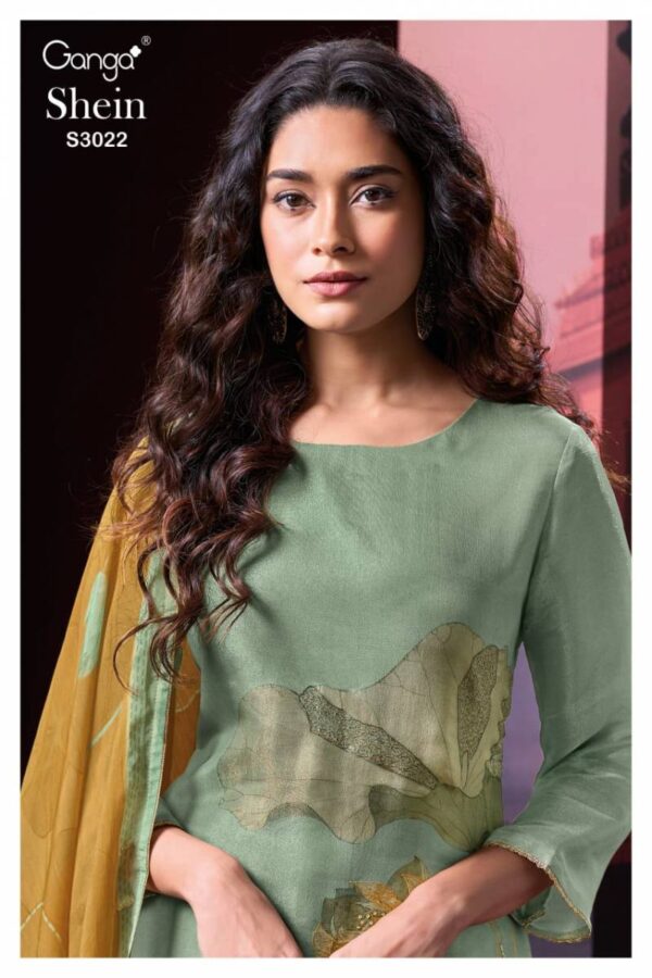 Ganga Shein Bemberg Silk Jacquard Printed Salwar Kameez Wholesale Catalog Collection Supplier