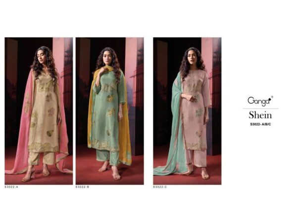 Ganga Shein Bemberg Silk Jacquard Printed Salwar Kameez Wholesale Catalog Collection Supplier - Image 6