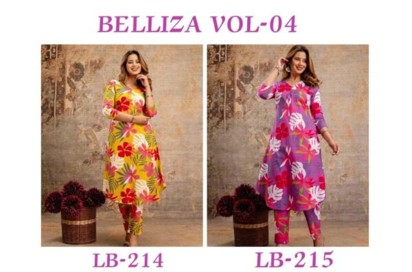 Lb Belliza Vol 4 Poly Rayon Digital Print Kurti With Bottom Wholesale Catalog Collection Supplier - Image 2