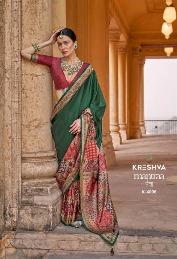 Kreshva Mantraa Pv Silk Ajarakh Printed Saree Wholesale Catalog Collection Exporter - Image 10