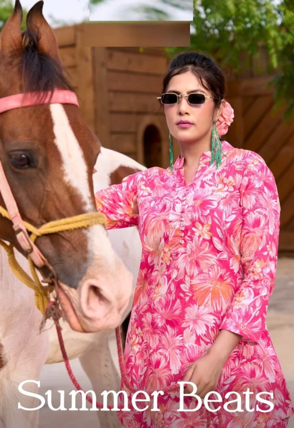 Summer Beats Cotton Foil Printed Co Ord Set Wholesale Catalog Collection Exporter