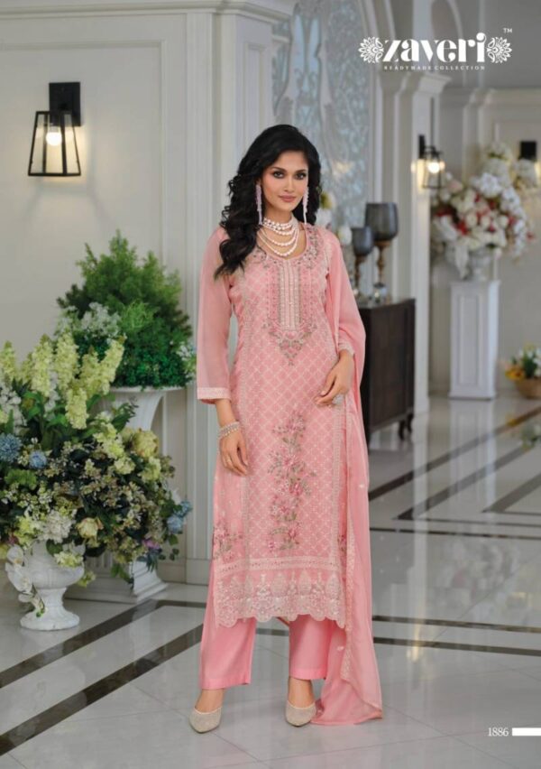 Zaveri Raabta Organza Embroidered Ready Made Suits Wholesale Catalog Collection Exporter - Image 2