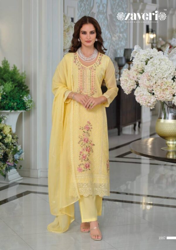 Zaveri Raabta Organza Embroidered Ready Made Suits Wholesale Catalog Collection Exporter - Image 3