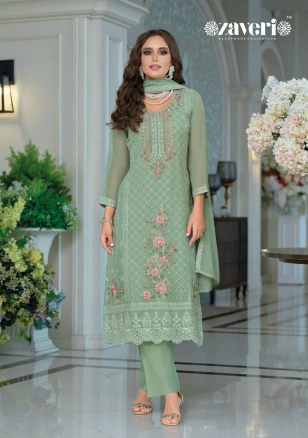 Zaveri Raabta Organza Embroidered Ready Made Suits Wholesale Catalog Collection Exporter - Image 4