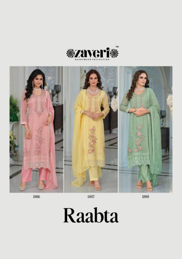 Zaveri Raabta Organza Embroidered Ready Made Suits Wholesale Catalog Collection Exporter - Image 5