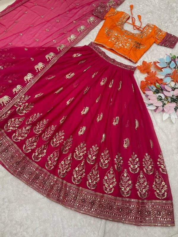 Src 008 Heavy Embroidered Designer Lehenga Choli Wholesale Catalog Collection Exporter - Image 4