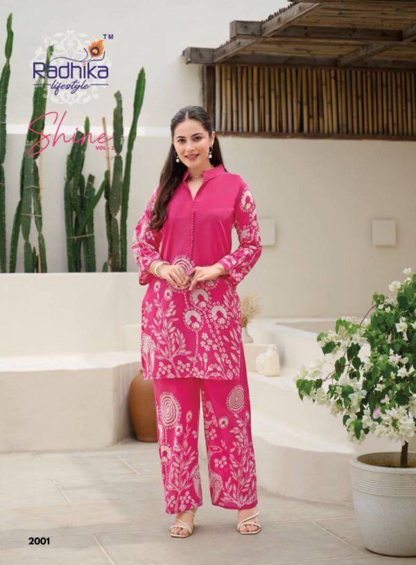 Radhika Shine Vol 2 Cotton Discharge Printed Co Ord Set Wholesale Catalog Collection Exporter - Image 3