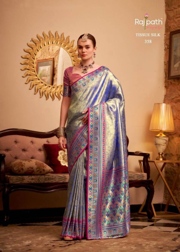 Rajpath Maheswari Tissue Silk Fancy Saree Wholesale Catalog Collection Exporter - Image 2