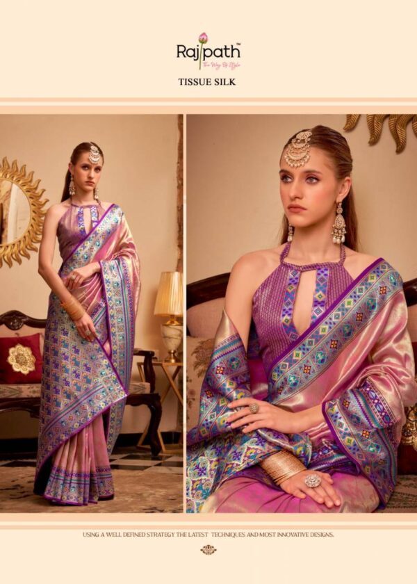 Rajpath Maheswari Tissue Silk Fancy Saree Wholesale Catalog Collection Exporter - Image 3