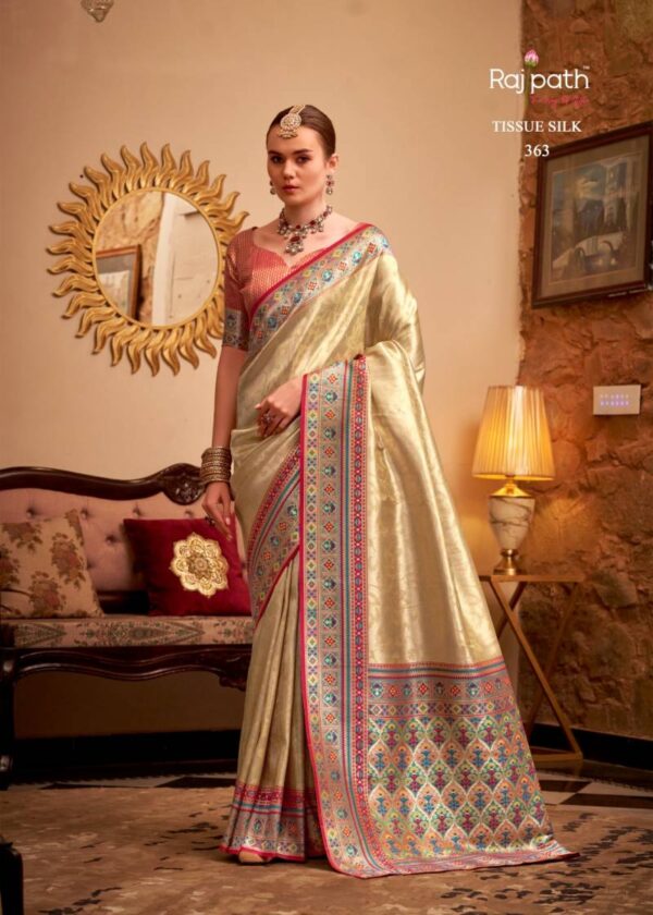 Rajpath Maheswari Tissue Silk Fancy Saree Wholesale Catalog Collection Exporter - Image 5