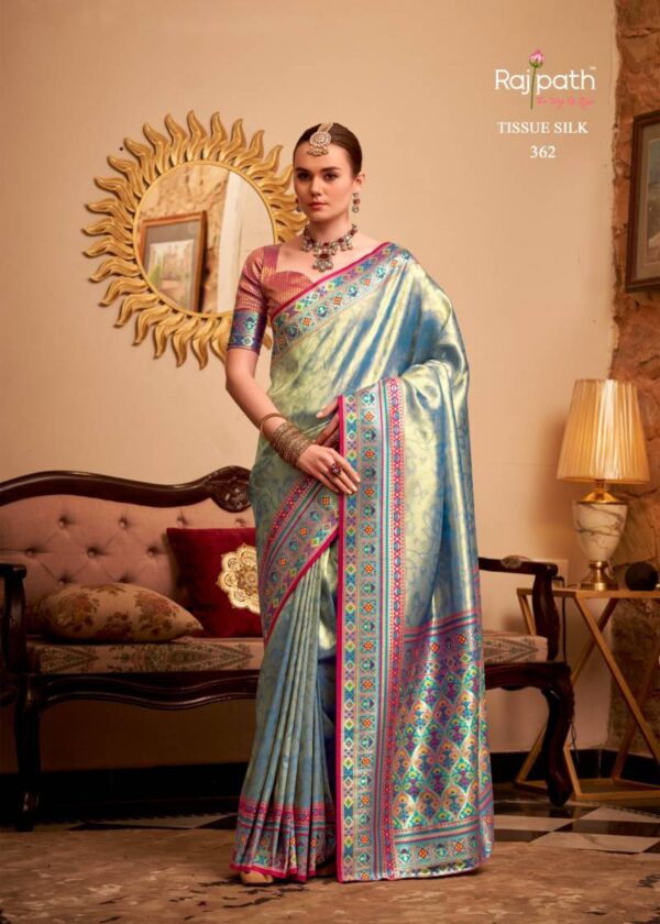 Rajpath Maheswari Tissue Silk Fancy Saree Wholesale Catalog Collection Exporter - Image 7