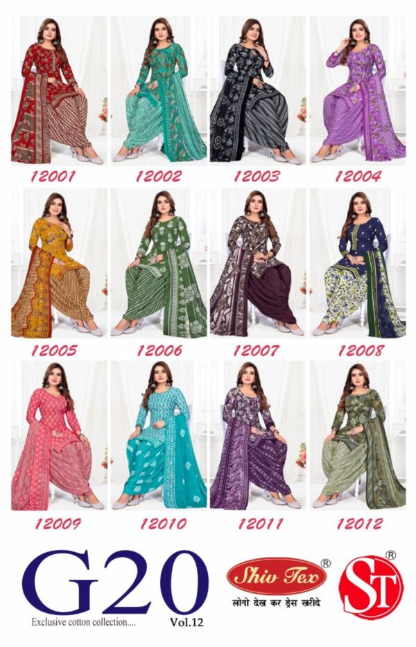 Shiv Tex G20 Vol 12 Patiyala Cotton Printed Fancy Dress Material Wholesale Catalog Collection Exporter - Image 14