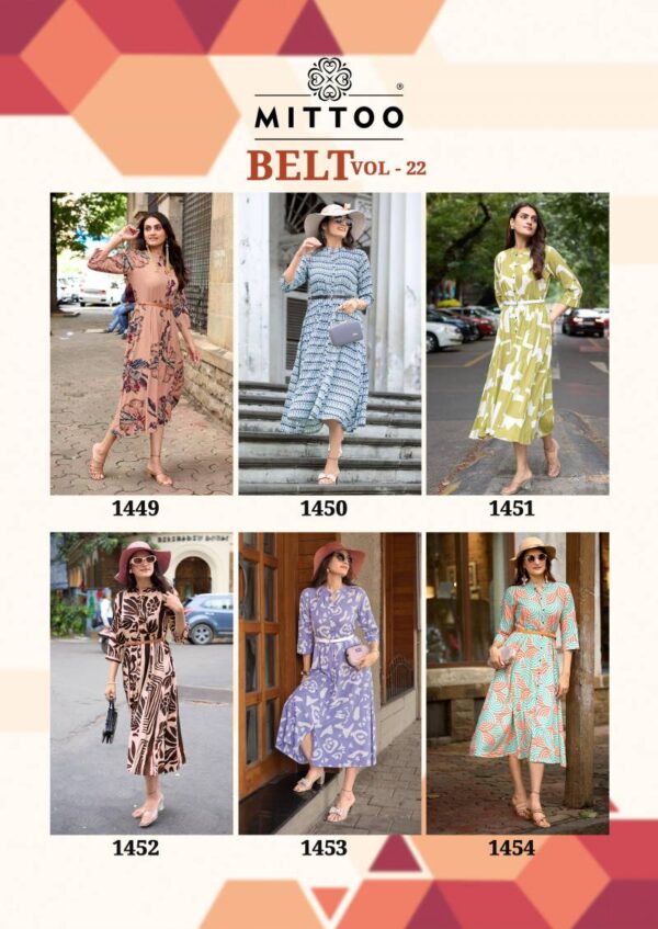 Mittoo Belt Vol 22 Rayon Printed Fancy Kurti Wholesale Catalog Collection Exporter - Image 8