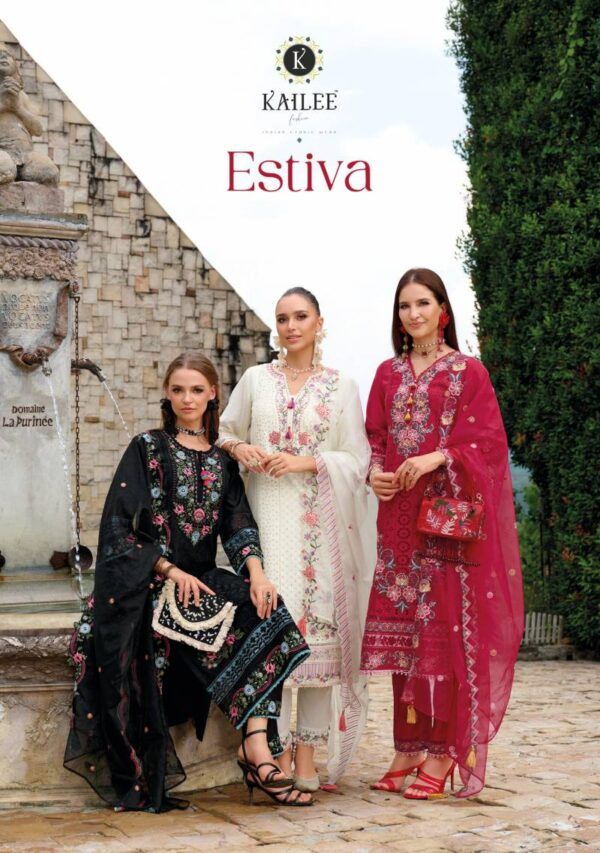 Kailee Estiva Viscose Organza Top Bottom With Dupatta Wholesale Catalog Collection Exporter