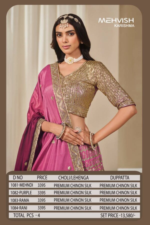 Mehvish Karishma Chinon Silk Designer Lehenga Choli Wholesale Catalog Collection Exporter - Image 8