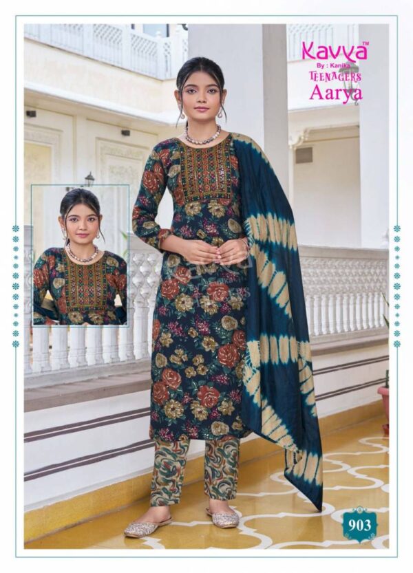 Kavya Aarya Vol 9 Capsule Foil Printed Kurti Bottom With Dupatta Wholesale Catalog Collection Exporter - Image 4