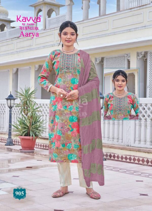 Kavya Aarya Vol 9 Capsule Foil Printed Kurti Bottom With Dupatta Wholesale Catalog Collection Exporter - Image 5