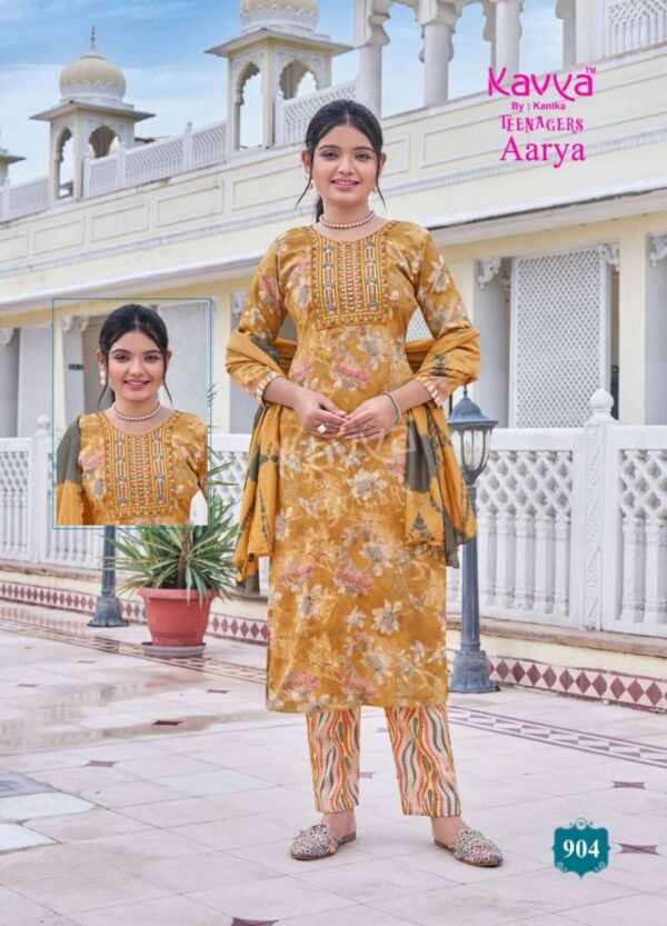 Kavya Aarya Vol 9 Capsule Foil Printed Kurti Bottom With Dupatta Wholesale Catalog Collection Exporter - Image 6