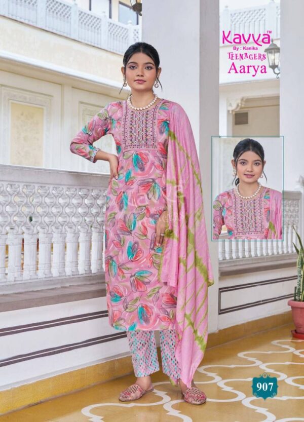 Kavya Aarya Vol 9 Capsule Foil Printed Kurti Bottom With Dupatta Wholesale Catalog Collection Exporter - Image 9