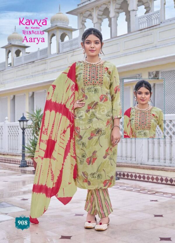 Kavya Aarya Vol 9 Capsule Foil Printed Kurti Bottom With Dupatta Wholesale Catalog Collection Exporter - Image 2