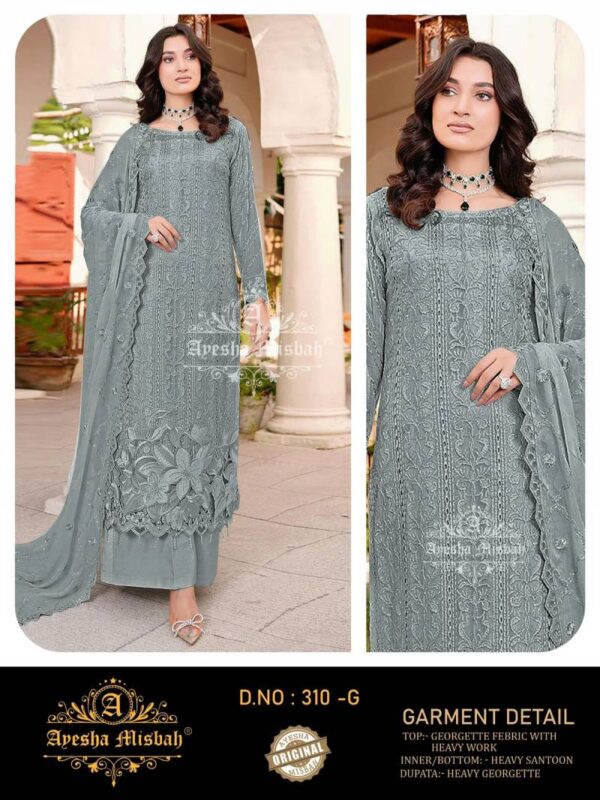 Ayesha Misbah 310 G To L Georgette Pakistani Salwar Kameez Wholesale Catalog Collection Exporter - Image 6
